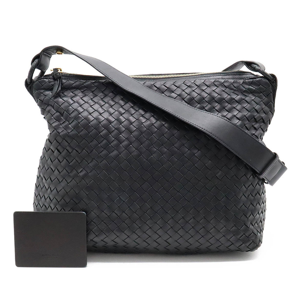 BOTTEGA VENETA Intrecciato Shoulder Bag One Leather Black